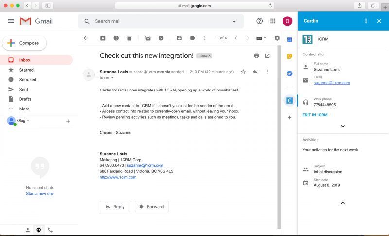 cardin for Gmail - 1CRM